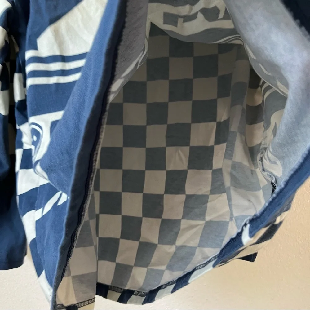 Lazy Oaf Blue and White Graphic Long Sleeve Shirt part button up - Picture 6 of 9